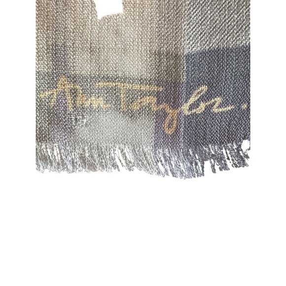 Ann Taylor Floral Wool Square Scarf Blue & Brown Vintage 90s, Career Work - Picture 3 of 4